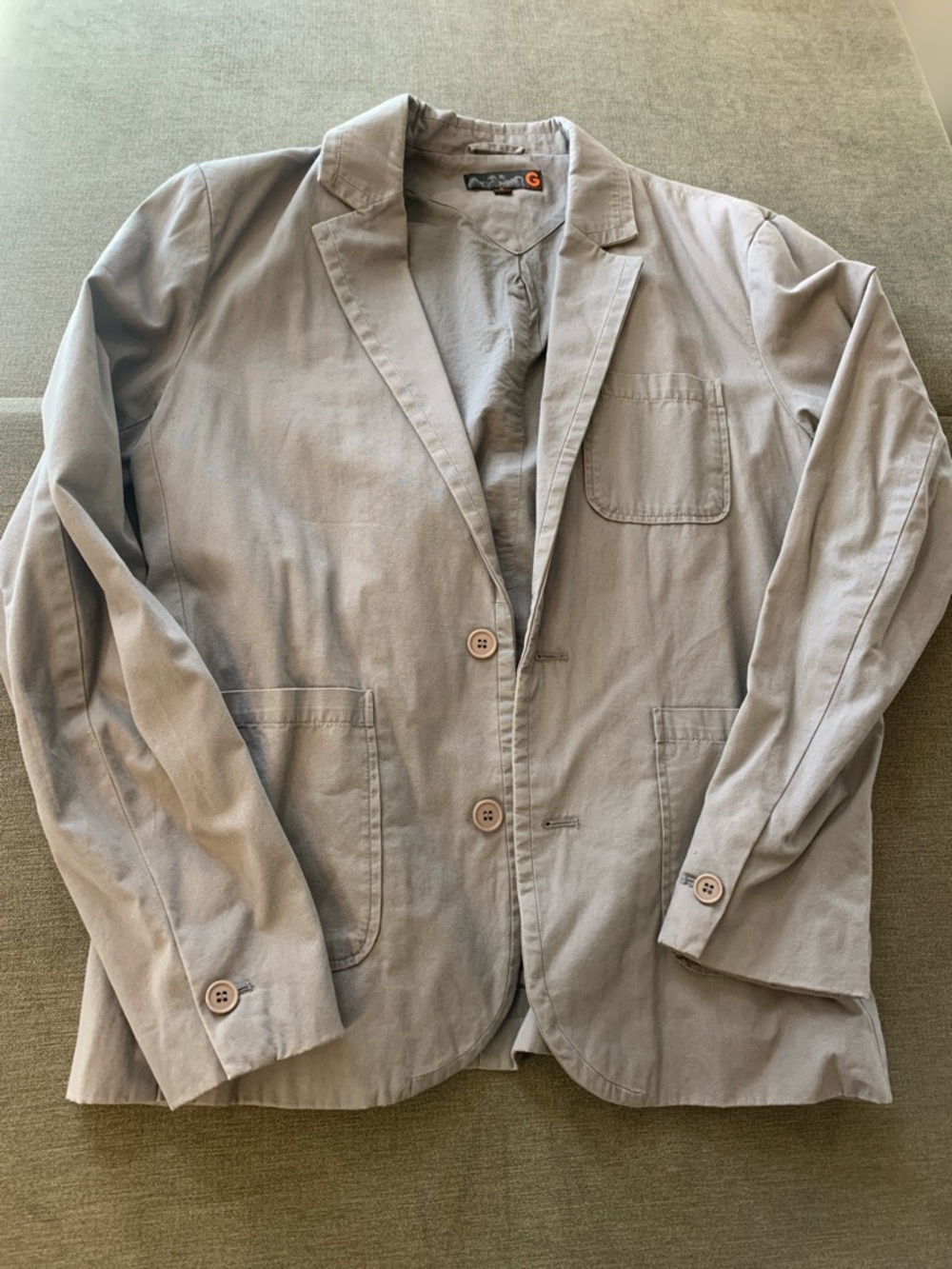 G by Guess Light Gray Collared Shirt with Orange Logo